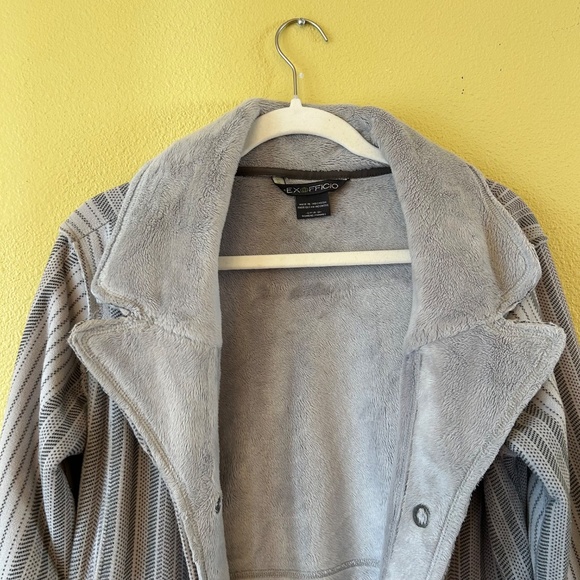 ExOfficio Jacket Women's Gray Snap Up Faux Fur Lined Fleece Lined Size Small - Picture 8 of 9